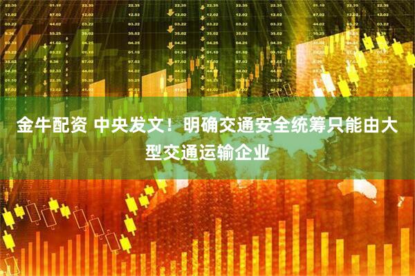 金牛配资 中央发文！明确交通安全统筹只能由大型交通运输企业