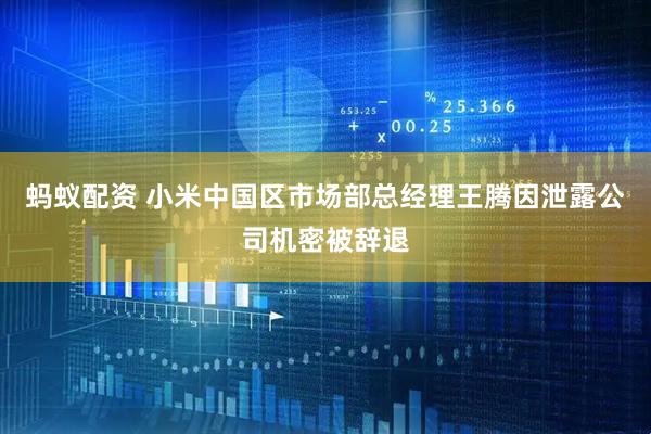 蚂蚁配资 小米中国区市场部总经理王腾因泄露公司机密被辞退