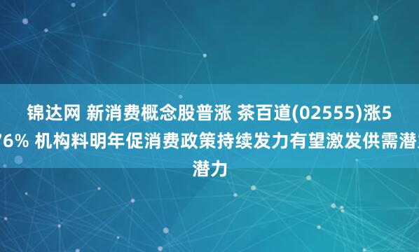 锦达网 新消费概念股普涨 茶百道(02555)涨5.76% 机构料明年促消费政策持续发力有望激发供需潜力